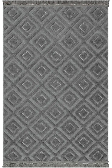 Dizayn 1089 Antrasit İskandinav Desenli Bukleli Modern Halı