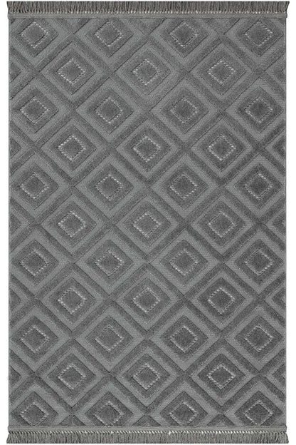 Dizayn 1089 Antrasit İskandinav Desenli Bukleli Modern Halı
