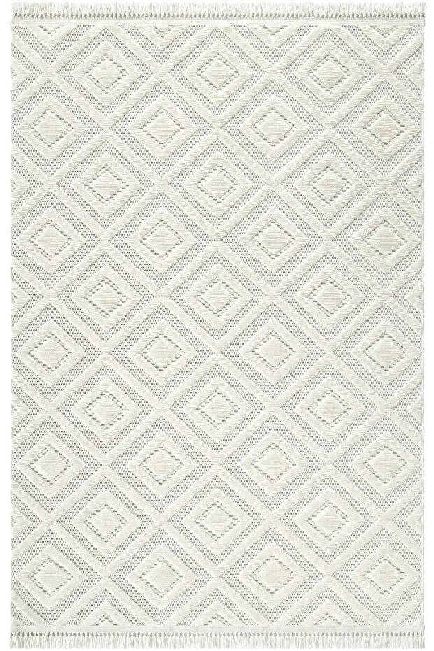 Dizayn 1089 Krem İskandinav Desenli Bukleli Modern Halı