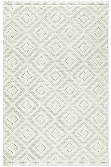 Dizayn 1089 Krem İskandinav Desenli Bukleli Modern Halı