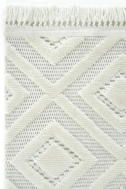 Dizayn 1089 Krem İskandinav Desenli Bukleli Modern Halı