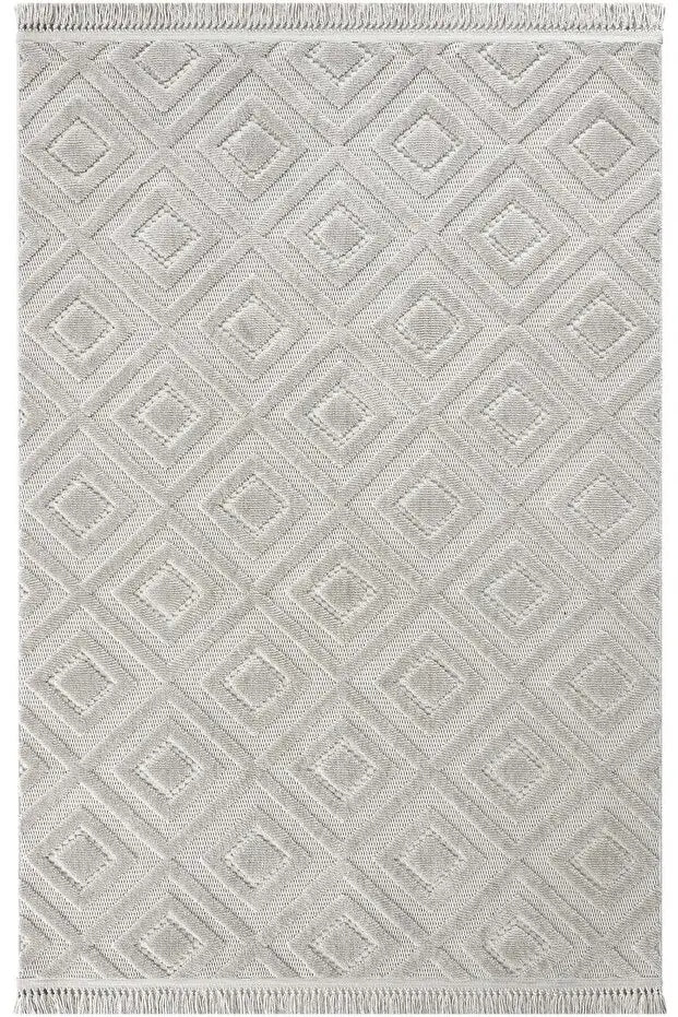 Dizayn 1089 Gri İskandinav Desenli Bukleli Modern Halı