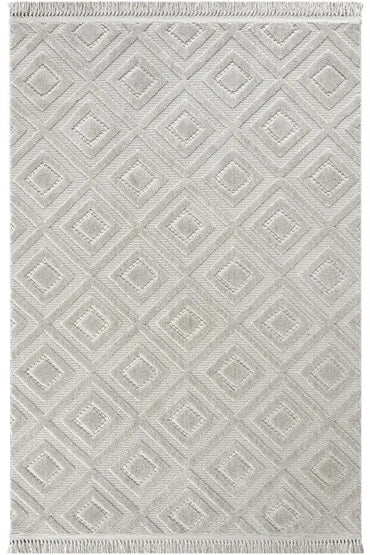 Dizayn 1089 Gri İskandinav Desenli Bukleli Modern Halı