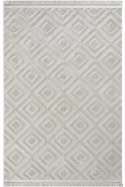 Dizayn 1089 Gri İskandinav Desenli Bukleli Modern Halı