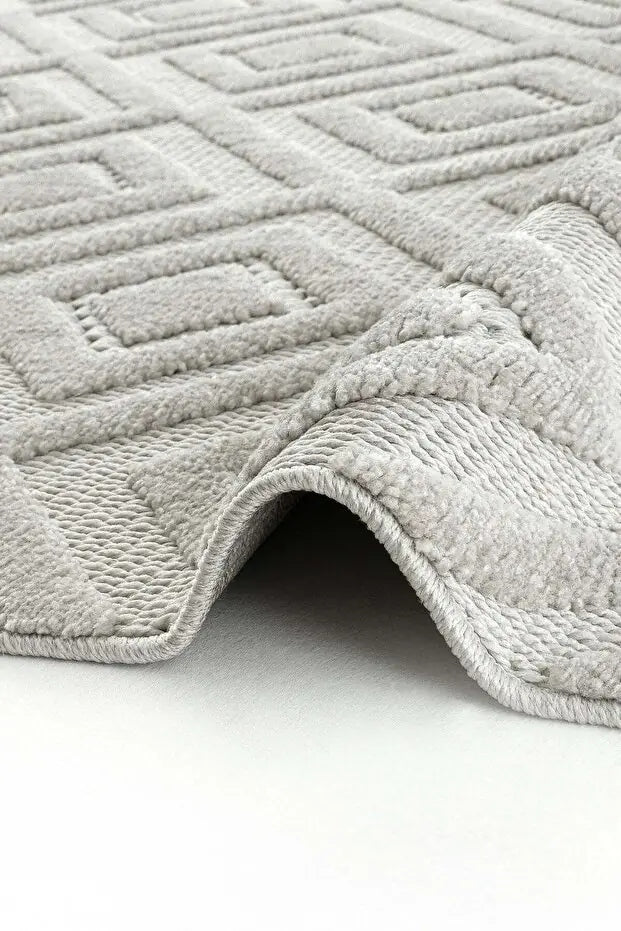 Dizayn 1089 Gri İskandinav Desenli Bukleli Modern Halı