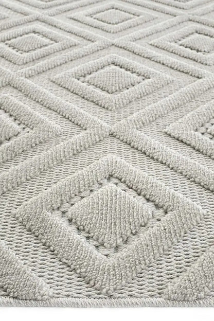 Dizayn 1089 Gri İskandinav Desenli Bukleli Modern Halı