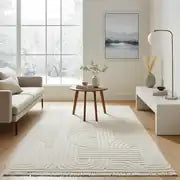 Dizayn 1090 Krem İskandinav Desenli Bukleli Modern Halı