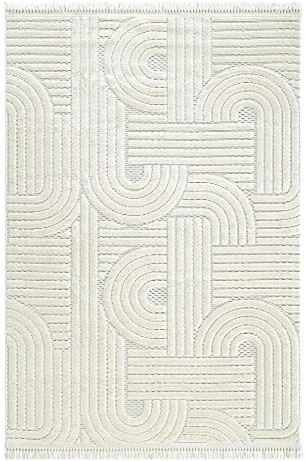 Dizayn 1090 Krem İskandinav Desenli Bukleli Modern Halı