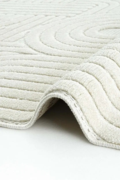 Dizayn 1090 Krem İskandinav Desenli Bukleli Modern Halı
