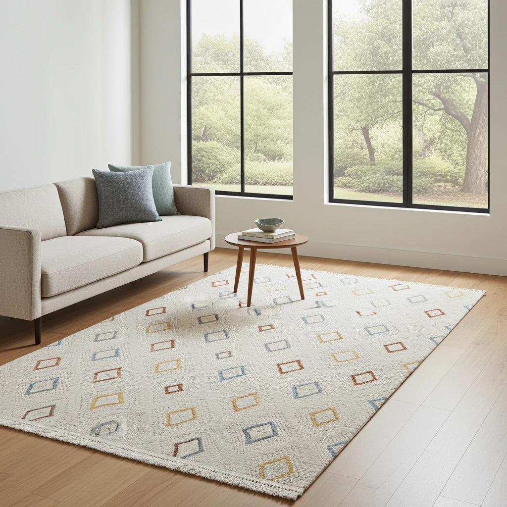 Dizayn 1101 Multi İskandinav Desenli Bukleli Modern Halı