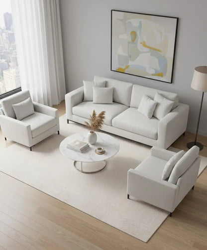 Dekor Modern Halı 1115 Krem Yumuşak Dokulu Saçaksız Salon Halısı