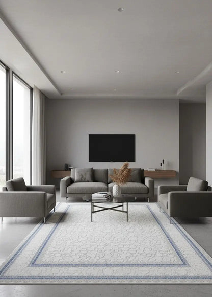 Nova 1122 Mavi Yumuşak Dokulu, Modern Desenli Şık Makine Halısı