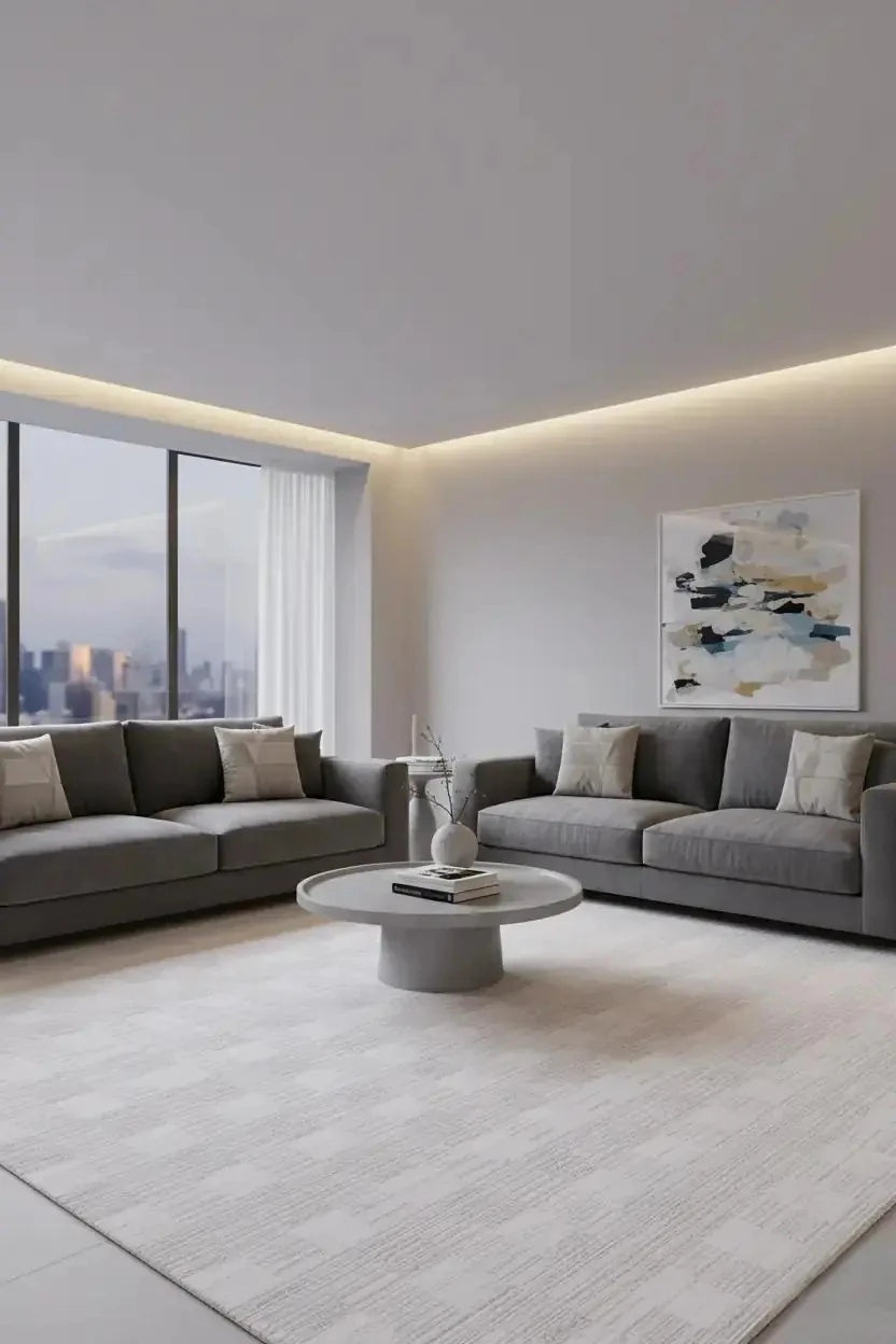 Dekor Modern Halı 1136 Vizon Yumuşak Dokulu Saçaksız Salon Halısı