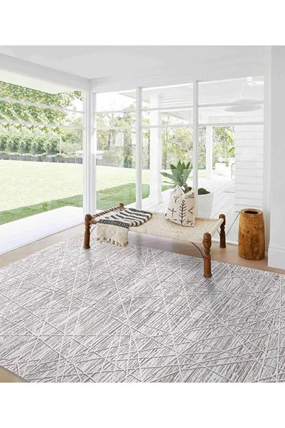 Koza Kilyos 45563F KREM GRİ Akrilik Yumuşak Dokulu Modern Salon ve Oturma Odası Halısı