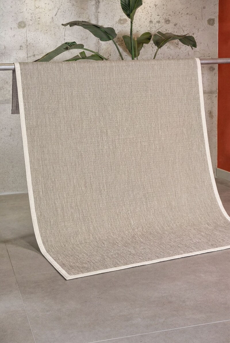 Vicenza 2821 Krem Kaymaz Tabanlı Yıkanabilir Dekoratif Şık Sisal Halı