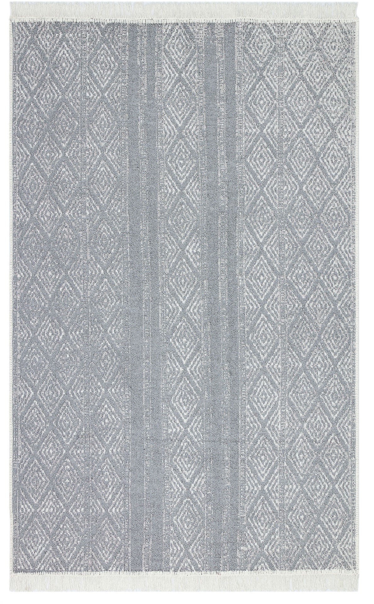 Arya AR 01 Gri - %100 Geri Dönüşümlü Pamuktan Çift Taraflı Yıkanabilir Modern Dekoratif Kilim