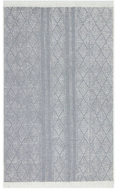 Arya AR 01 Gri - %100 Geri Dönüşümlü Pamuktan Çift Taraflı Yıkanabilir Modern Dekoratif Kilim