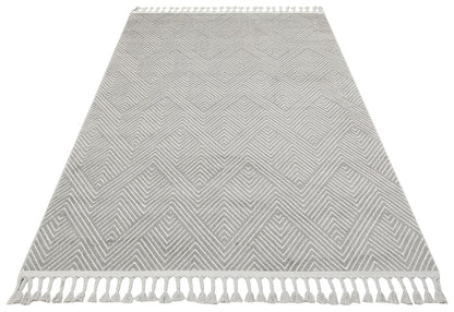 URB 01 GREY WHITE  - URBAN - Etnik Desenlere Sahip Hav Toz Vermez Yumuşak Dokulu Modern Halı