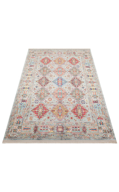 Antıque ATK 06 Aqua - Yıkanabilir Kaymaz Antik Desenli Otantik Kilim