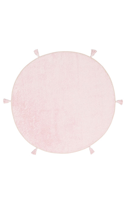 Cotton Boon CBN Plain Pembe Yuvarlak Q120 - Yıkanabilir Kaymaz Naturel Pamuk Bebek Halısı