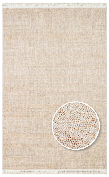 JOY 01 BEIGE  - JOY - Hav Toz Vermeyen Yumuşak dokulu Modern Makine Halısı