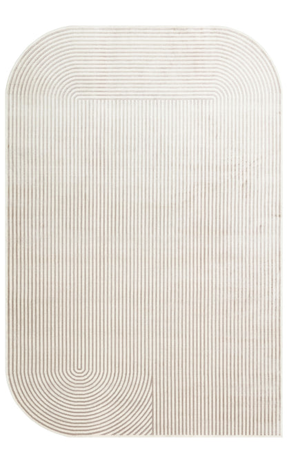 MRN 03 CREAM GREY  - MERANO - Geometrik Desenli Yüksek Kalite Sık Dokuma Salon Halısı