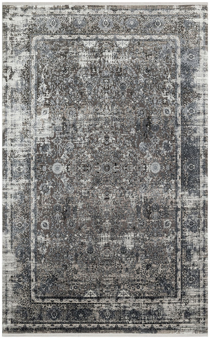 FRESCO XW FS 29 Gri Siyah - Işıltılı Dokuma Bambu Viskon Salon Halısı