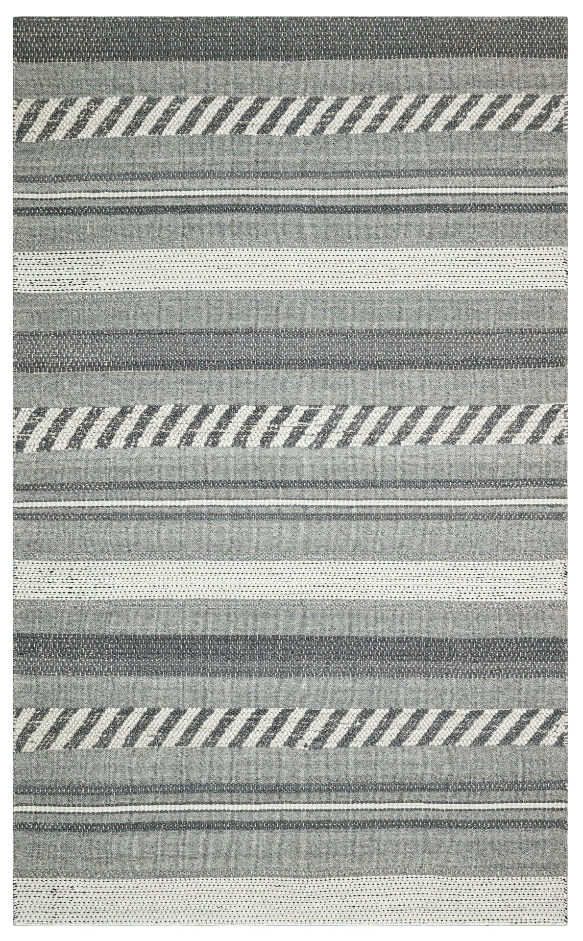 JD 05 GREY  - JADE - Naturel Kazak Örgü Desenli El Dokuma Örgü Halı