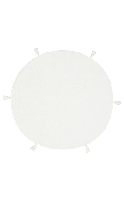 Cotton Boon CBN Plain Beyaz Yuvarlak Q120 - Yıkanabilir Kaymaz Naturel Pamuk Bebek Halısı
