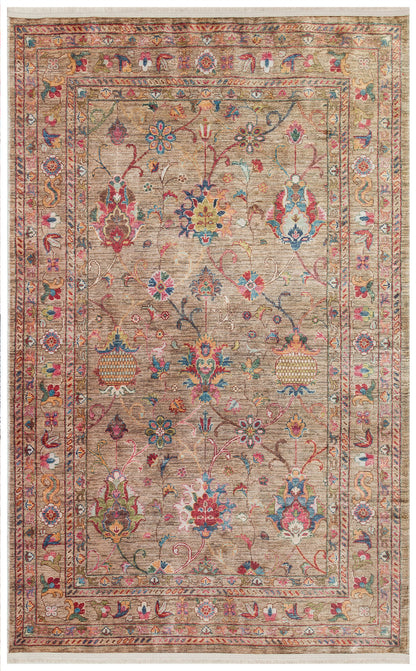 Antique ATK 08 Bej - Yıkanabilir Kaymaz Antik Desenli Otantik Kilim