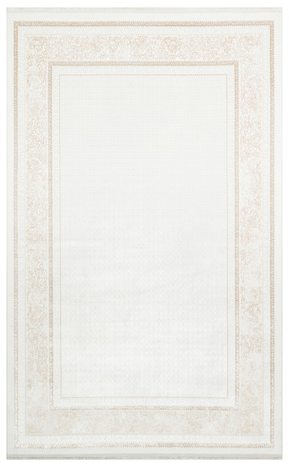 SATEEN ST 102 Bej XW - Hav Toz Vermez Yıkanabilir Kaymaz İnce Dokuma Modern Halı