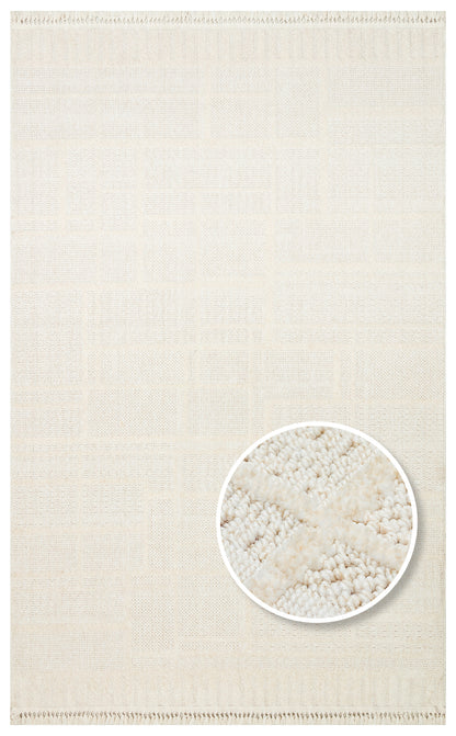 JOY 03 WHITE  - JOY - Hav Toz Vermeyen Yumuşak dokulu Modern Makine Halısı