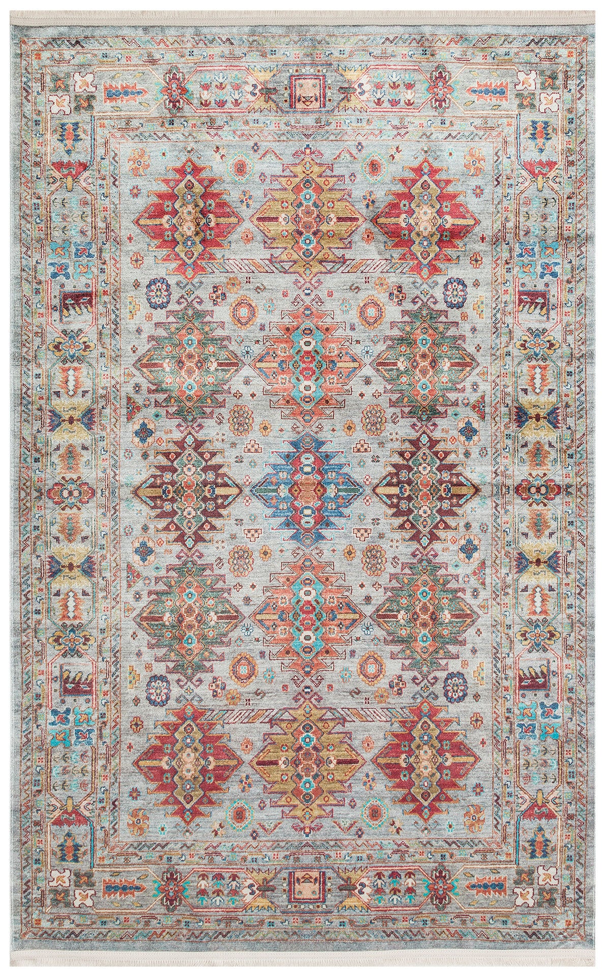 Antıque ATK 06 Aqua - Yıkanabilir Kaymaz Antik Desenli Otantik Kilim