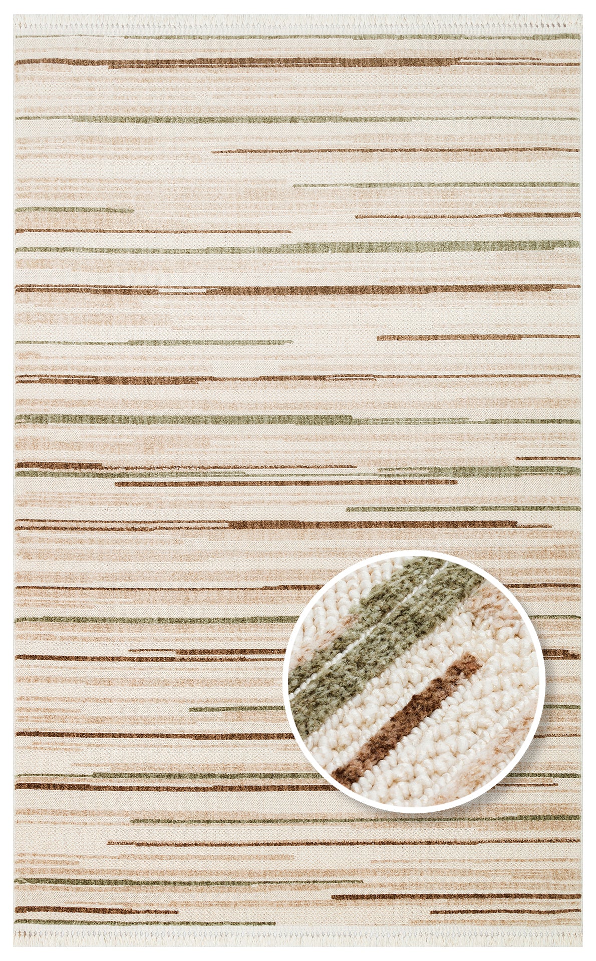 JOY 01 GREEN BROWN  - JOY - Hav Toz Vermeyen Yumuşak dokulu Modern Makine Halısı