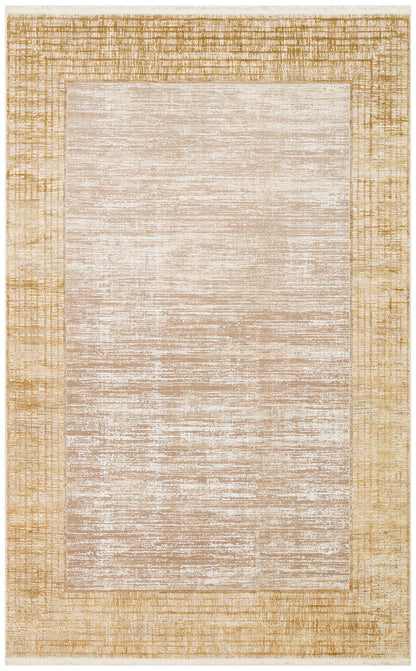 FRESCO DYED FSD 02 Bej Gold - Eskitme Dokulu Işıltılı Salon Halısı