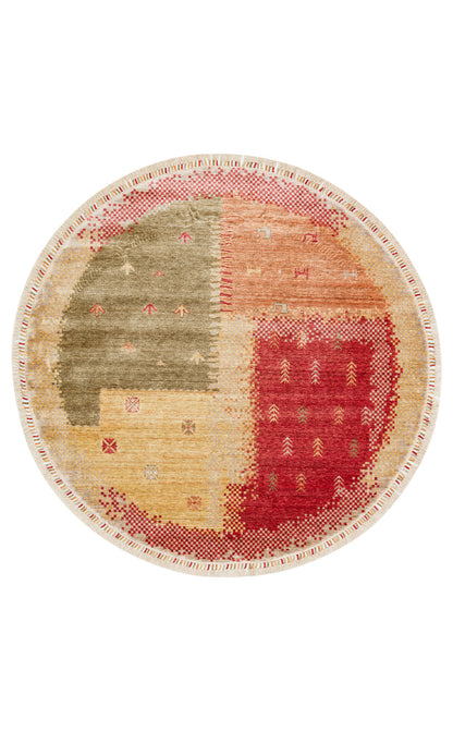 ZR 07 BEIGE AUTUMN Q  - Otantik Desenli El Emeği ile Üretilen Modern Uşak Halısı