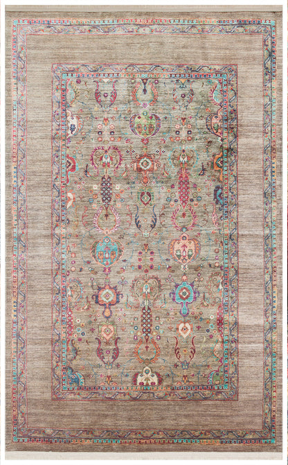 Antıque ATK 07 Olıve - Yıkanabilir Kaymaz Antik Desenli Otantik Kilim