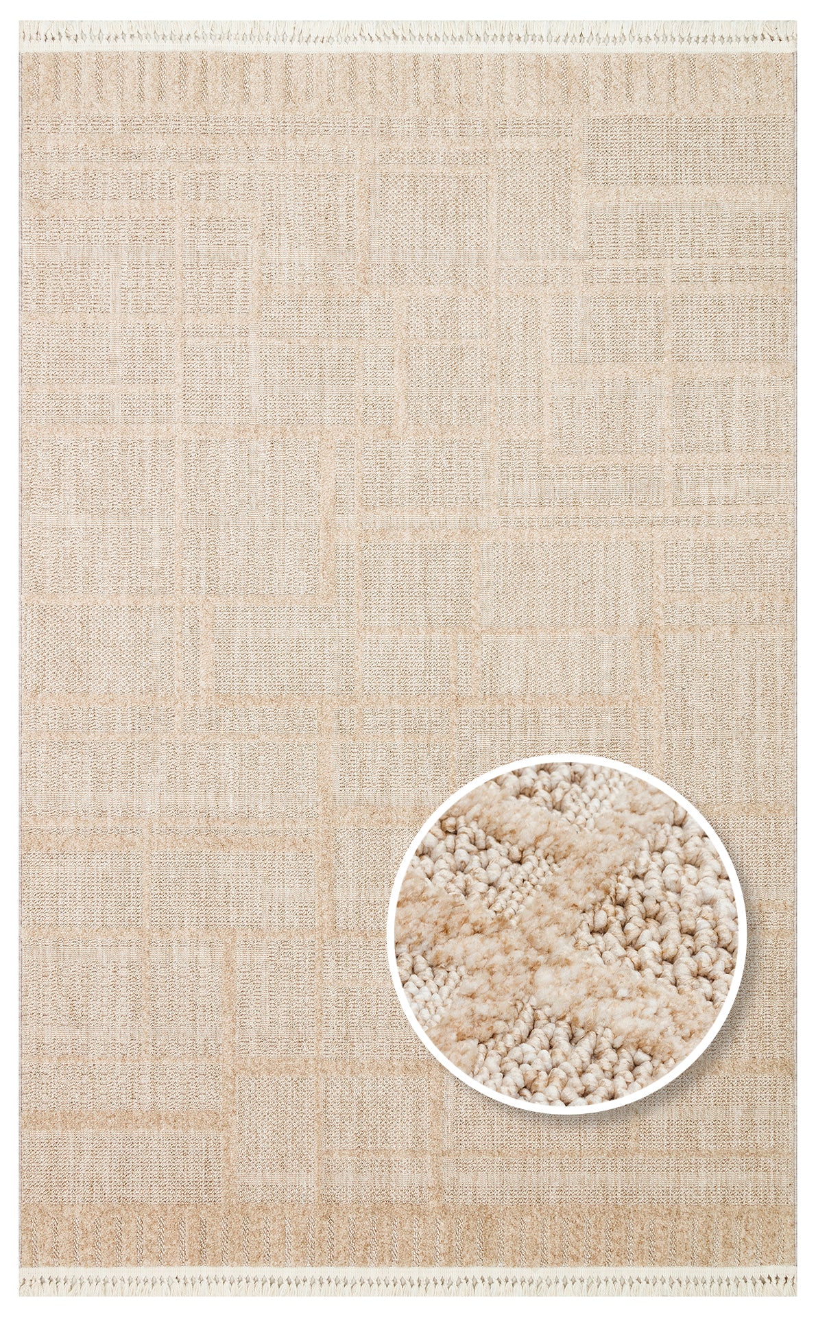 JOY 03 BEIGE  - JOY - Hav Toz Vermeyen Yumuşak dokulu Modern Makine Halısı