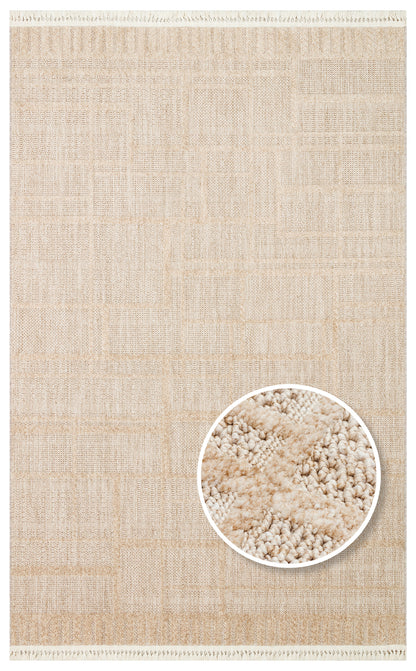 JOY 03 BEIGE  - JOY - Hav Toz Vermeyen Yumuşak dokulu Modern Makine Halısı
