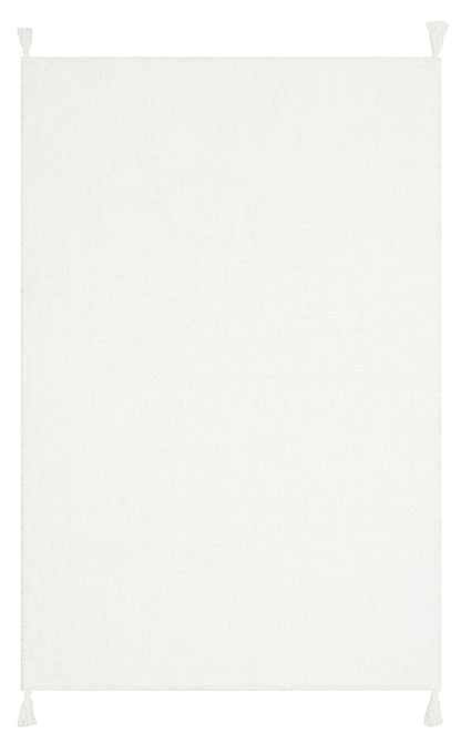 Cotton Boon CBN Plain Beyaz - Yıkanabilir Kaymaz Naturel Pamuk Bebek Halısı