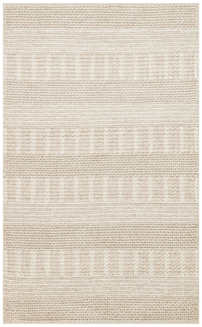 J352 BEIGE  - JADE - Naturel Kazak Örgü Desenli El Dokuma Örgü Halı