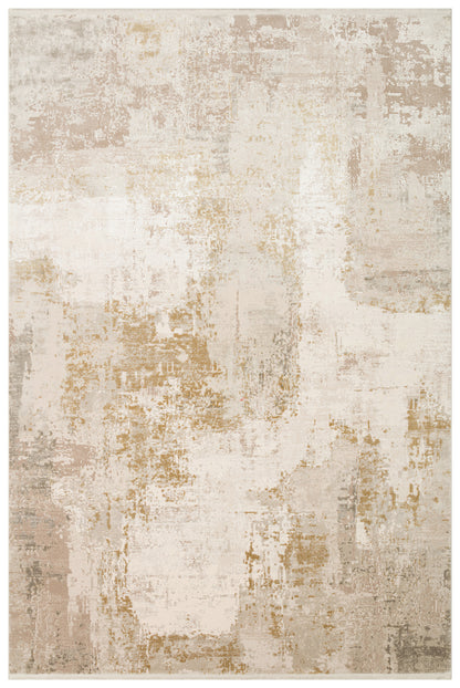 FRESCO XW FS 34 Krem Altın - Eskitme Dokulu Işıltılı Salon Halısı