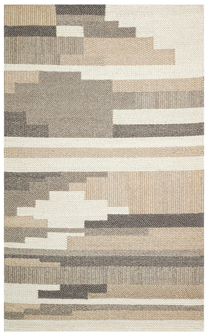 JD 04 BEIGE MULTY XW  - JADE - Naturel Kazak Örgü Desenli El Dokuma Örgü Halı