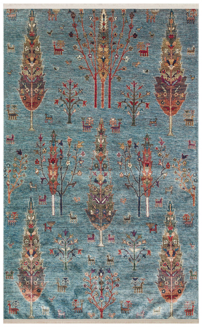 Antique ATK 09 Aqua - Yıkanabilir Kaymaz Antik Desenli Otantik Kilim