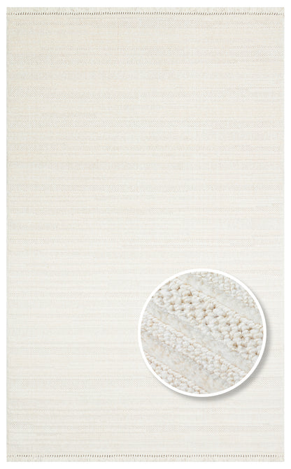 JOY 01 WHITE  - JOY - Hav Toz Vermeyen Yumuşak dokulu Modern Makine Halısı