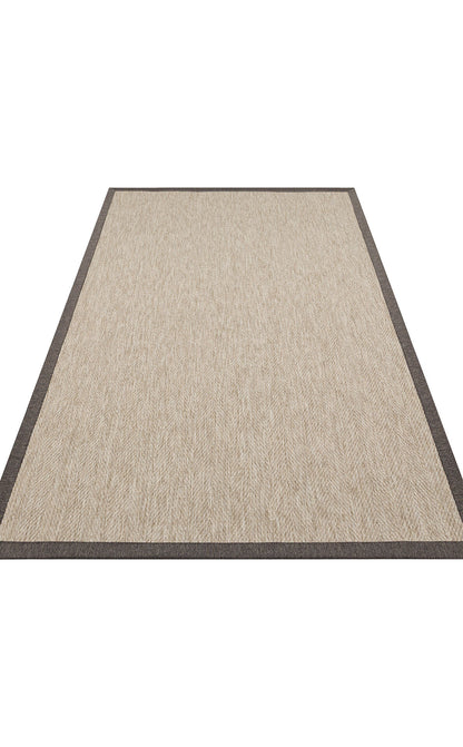  VENTURA SISAL VNT 2704 L.Bej BDR Dark Mix   İç ve Dış Mekan Kullanımına Uygun Hav Vermeyen Kolay Temizlenebilir Bordürlü Sisal Görünümlü Halı