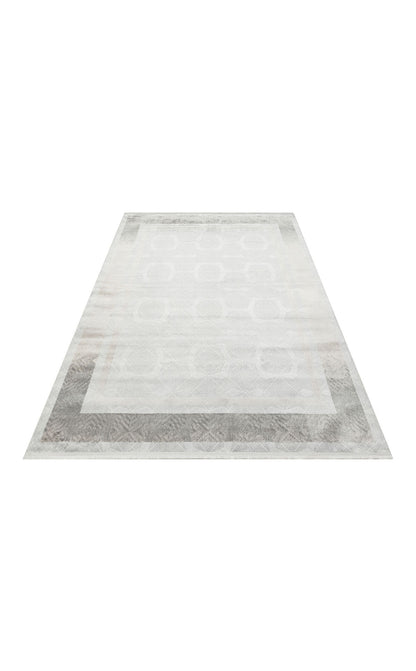 ST 103 GREY BEIGE  - SATEEN - Yıkanabilir Kaymaz Tabanlı Hav Vermez Sık Dokuma Modern Halı
