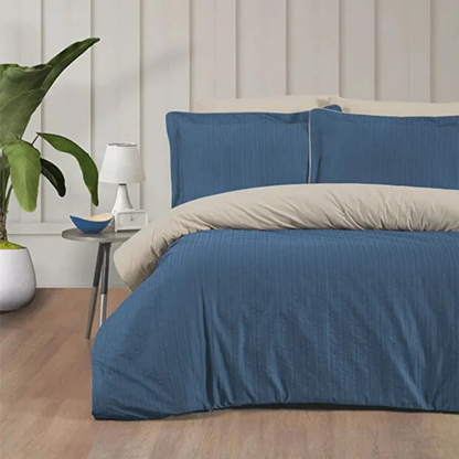 Armürlü Nevresim Takımı İndigo Çift Kişilik