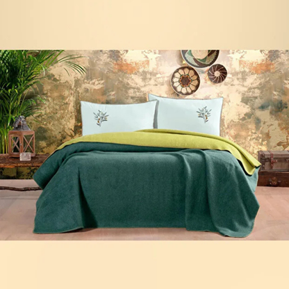 Nakışlı Battaniye Takımı Zeytin Çift Kişilik