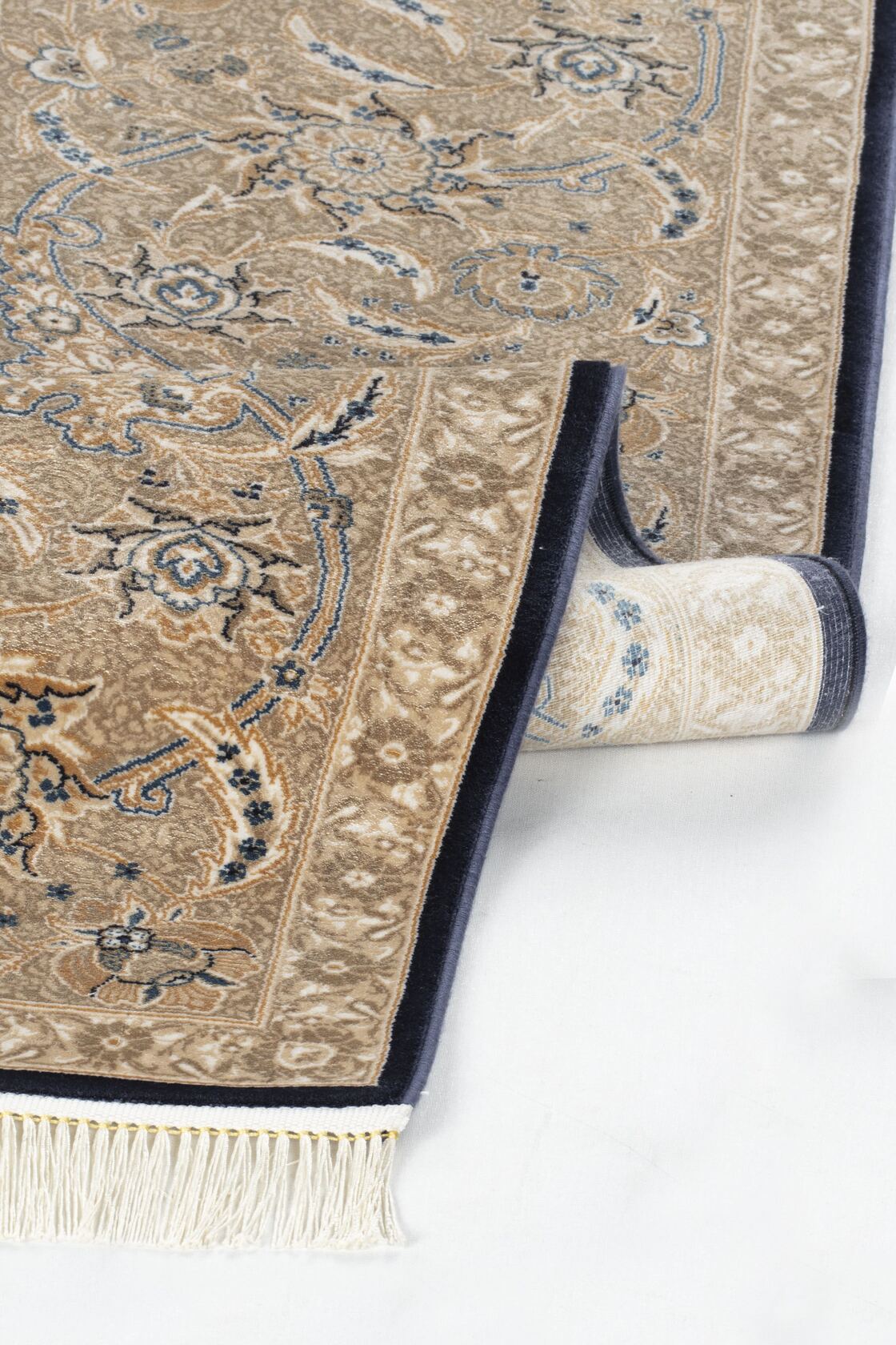 Vendome Palace 5461 Lacivert Krem - Viskon Bambu Halı | Dokuma Salon Halısı